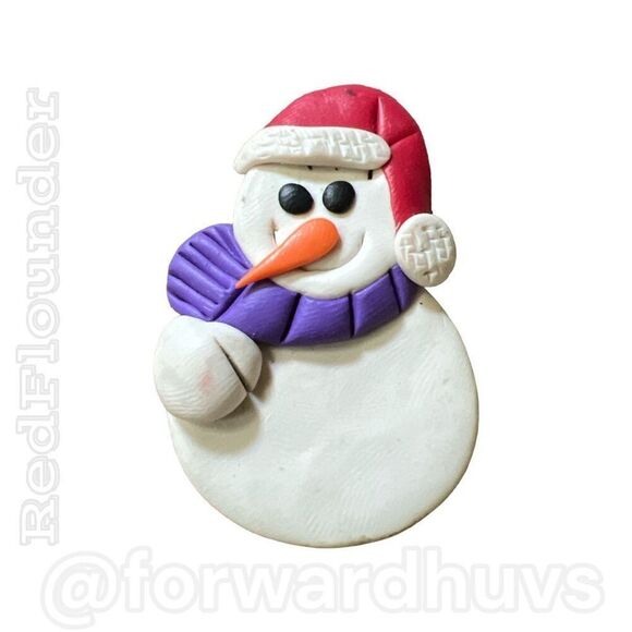 Bundle Sale 3 for $15 | Hand Crafted Clay Snowman Winter Brooch - Picture 1 of 7